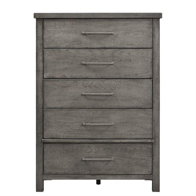 Modern Farmhouse 5 Drawer Chest in Dusty Charcoal-Washburn's Home Furnishings