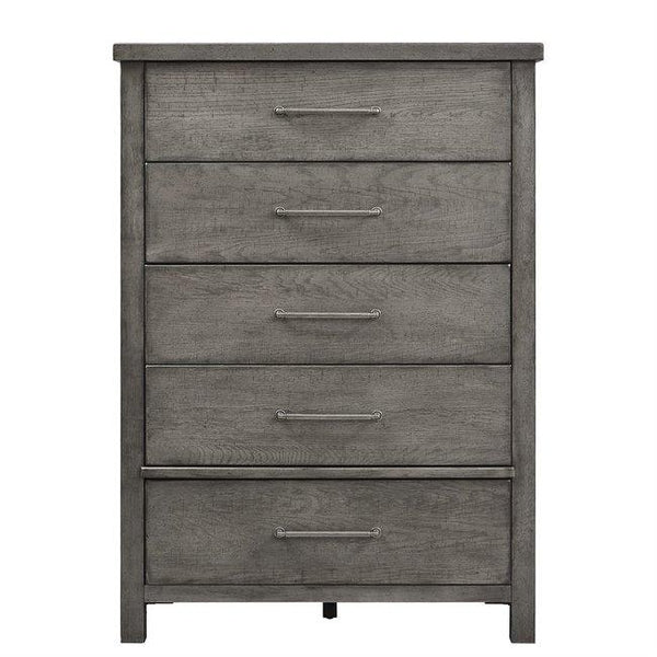 Modern Farmhouse 5 Drawer Chest in Dusty Charcoal-Washburn's Home Furnishings