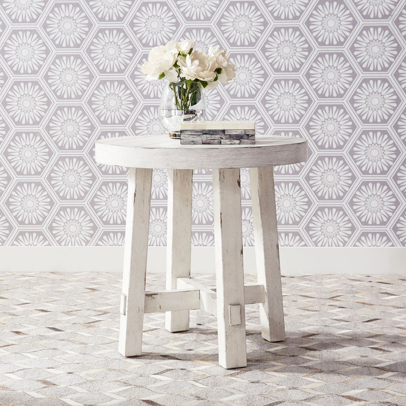 Liberty Modern Farmhouse Splay Leg Round End Table in White-Washburn's Home Furnishings