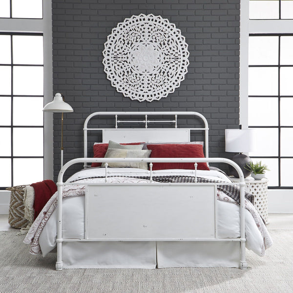 Vintage Series - King Metal Bed - Antique White-Washburn's Home Furnishings