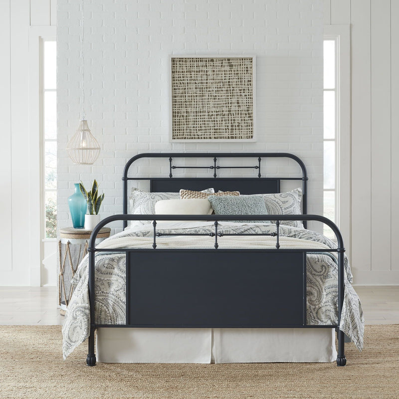 Vintage Series - King Metal Bed- Navy-Washburn's Home Furnishings