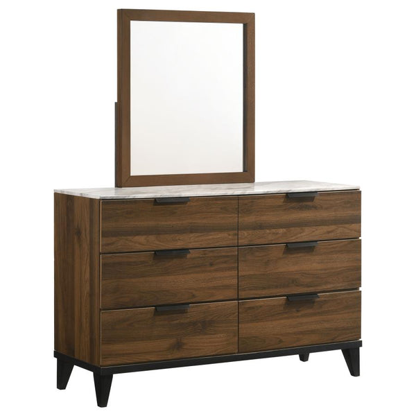 Mays 6-Drawer Dresser w/ Mirror in Walnut-Washburn's Home Furnishings