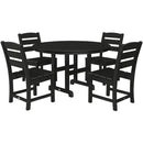 Polywood 48" Round Famhouse Dining Table & 4 Lakesdie Dining Chairs in Black-Washburn's Home Furnishings