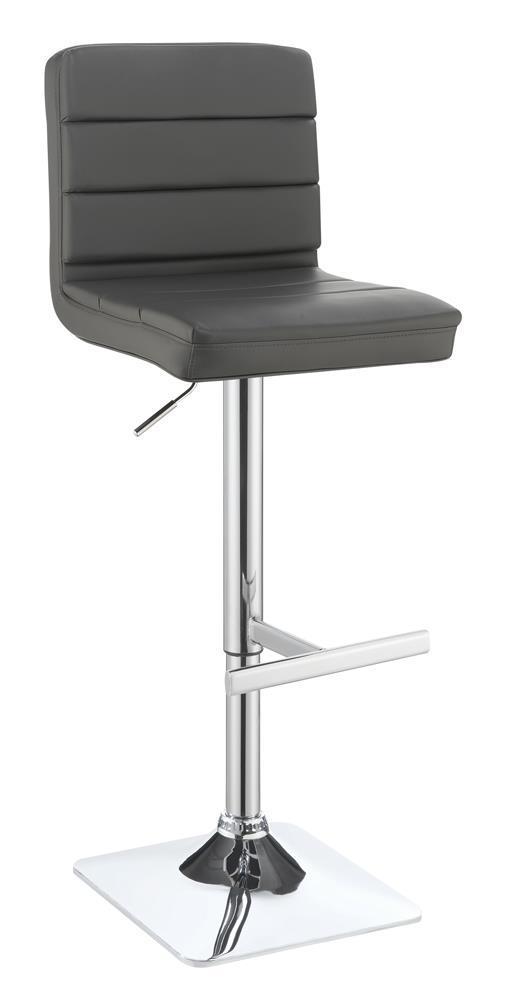 Rec Room/ Bar Tables: Chrome/glass - Adjustable Bar Stool - Grey-Washburn's Home Furnishings