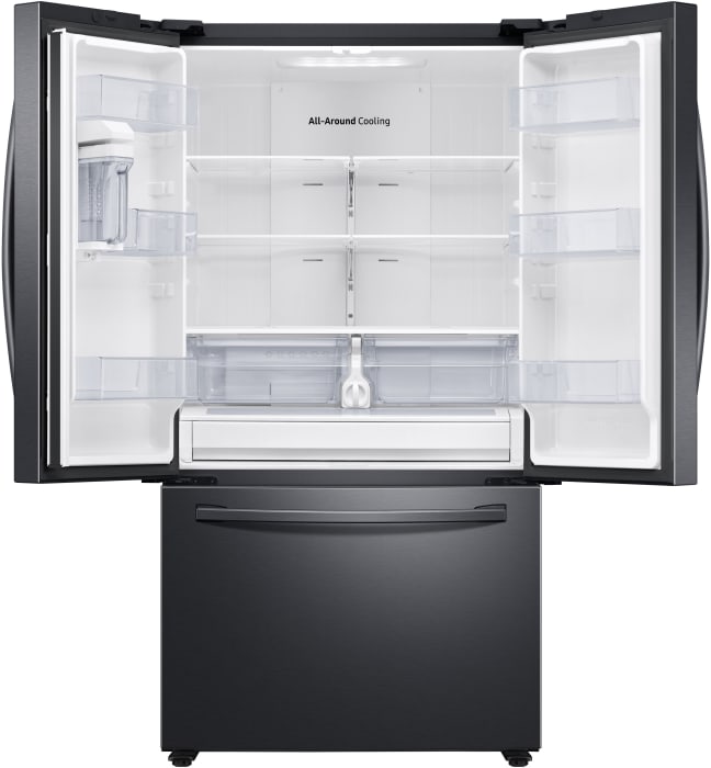 Samsung 28 cu. ft. Large Capacity 3-Door French Door Refrigerator with AutoFill Water Pitcher in Black Stainless Steel-Washburn's Home Furnishings