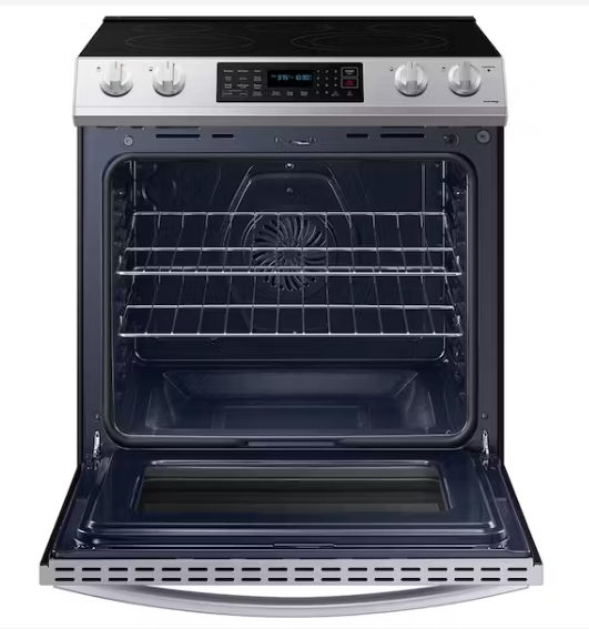 Samsung 6.3 cu. ft. Smart Slide-in Electric Range with Air Fry & Convection in Stainless Steel-Washburn's Home Furnishings