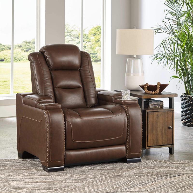 The Man-den - Mahogany - Pwr Recliner/adj Headrest-Washburn's Home Furnishings