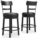 Valebeck - Black - Uph Swivel Barstool (1/cn)-Washburn's Home Furnishings