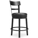 Valebeck - Black - Uph Swivel Barstool (1/cn)-Washburn's Home Furnishings