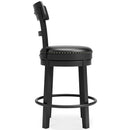 Valebeck - Black - Uph Swivel Barstool (1/cn)-Washburn's Home Furnishings