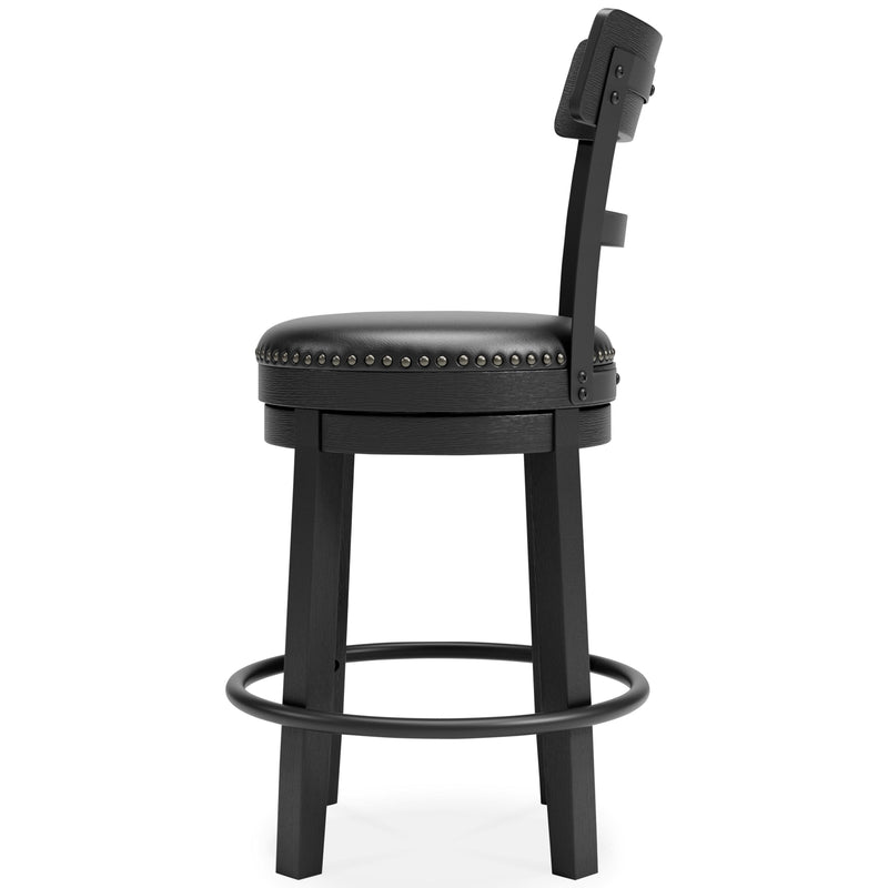 Valebeck - Black - Uph Swivel Barstool (1/cn)-Washburn's Home Furnishings