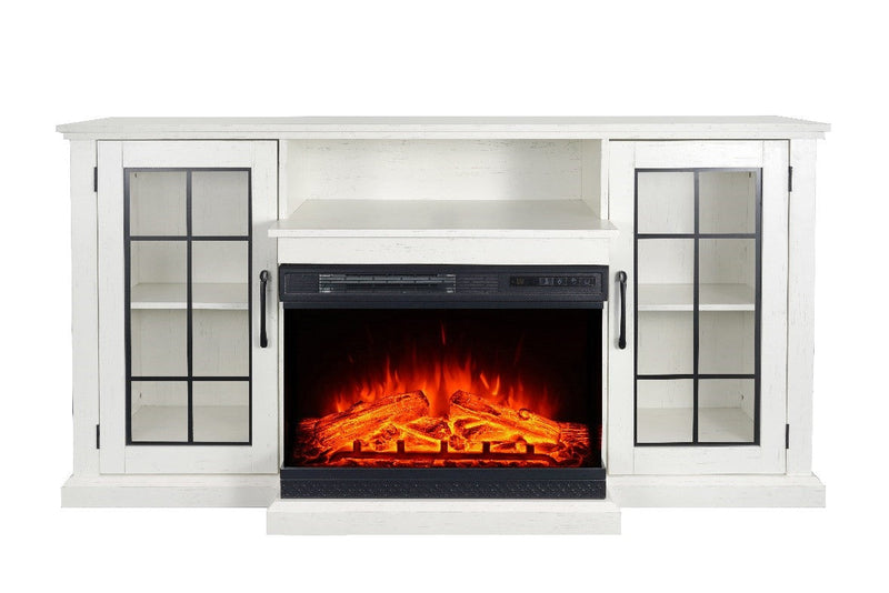 Vitara 59" TV Stand w/ fireplace in white-Washburn's Home Furnishings