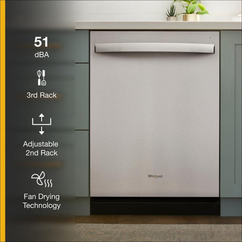 Whirlpool 24 in. Fingerprint Resistant Stainless Steel Top Control Dishwasher with 3rd Rack-Washburn's Home Furnishings