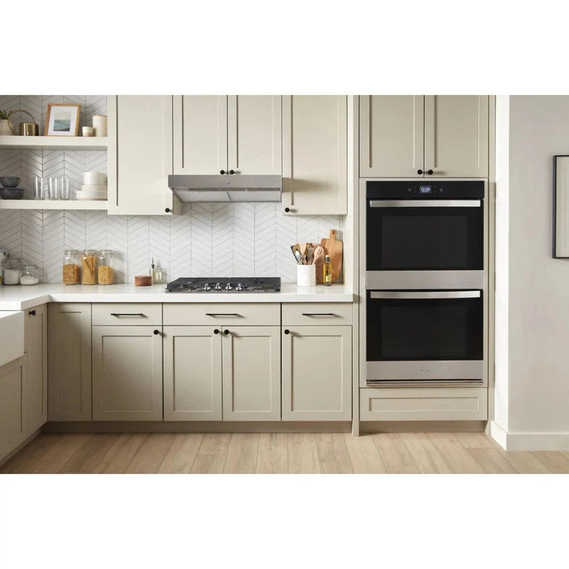 Whirlpool 30 Inch Double Electric Smart Wall Oven with 10.0 cu. ft. Fan Convection Ovens, Steam Clean, Air Fry, Frozen Bake™, Rapid Preheat, WiFi, and Star K: Fingerprint Resistant Stainless Steel-Washburn's Home Furnishings