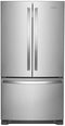 Whirlpool 36" 25.2 CuFt French Door Refrigerator with 5 Glass Shelves, Internal Water Dispenser Fingerprint Resistant SS-Washburn's Home Furnishings