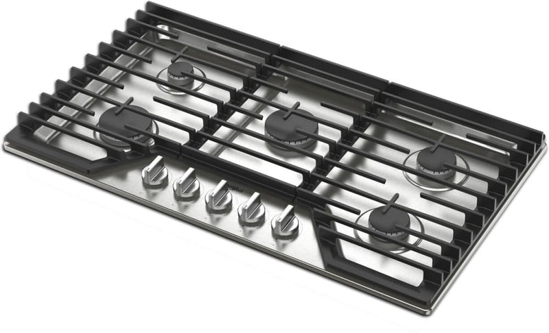 Whirlpool 36-inch Gas Cooktop with EZ-2-Lift Hinged Cast-Iron Grates - Stainless Steel-Washburn's Home Furnishings