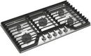 Whirlpool 36-inch Gas Cooktop with EZ-2-Lift Hinged Cast-Iron Grates - Stainless Steel-Washburn's Home Furnishings