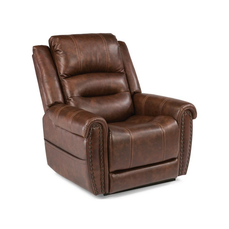 Flexsteel Oscar Fabric Power Lift Recliner with Right-Hand Control & Power Headrest in Pumpernickel