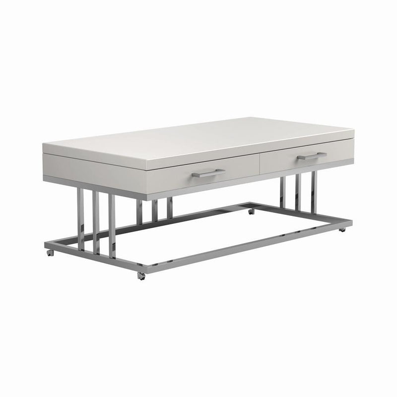 2-drawer Rectangular Coffee Table - White-Washburn's Home Furnishings