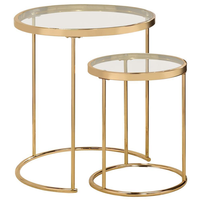 2-piece Round Glass Top Nesting Tables - Yellow-Washburn's Home Furnishings