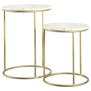 2-piece Round Marble Top Nesting Tables - Yellow-Washburn's Home Furnishings