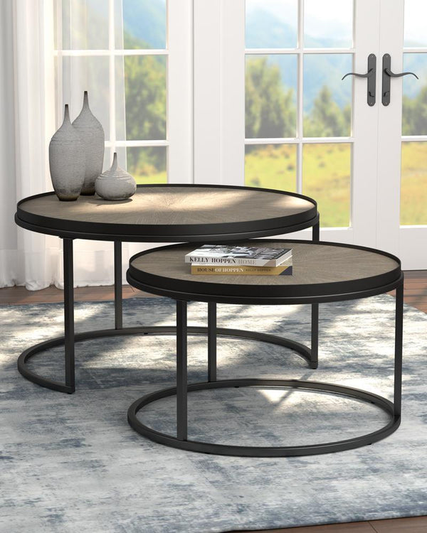 2-piece Round Nesting Tables - Brown-Washburn's Home Furnishings