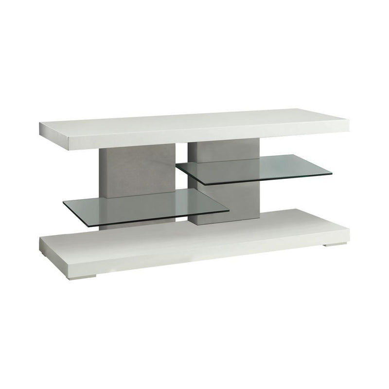 2-shelf Tv Console - Glossy White-Washburn's Home Furnishings