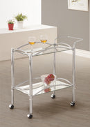 2-tier Serving Cart With Glass Top - Pearl Silver-Washburn's Home Furnishings