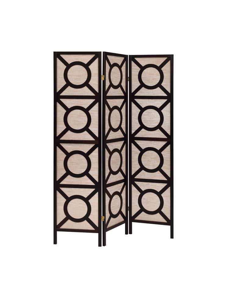 3-panel Geometric - Folding Screen - Brown-Washburn's Home Furnishings