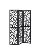 3-panel Open Mosaic Pattern Room Divider - Black-Washburn's Home Furnishings