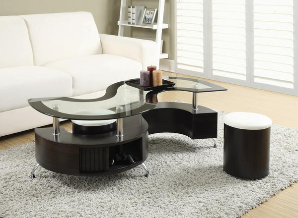 3-piece Coffee Table And Stool Set - Black-Washburn's Home Furnishings