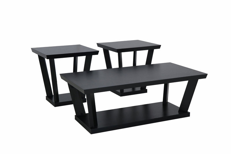 3-piece Squared Base Table Set - Black-Washburn's Home Furnishings