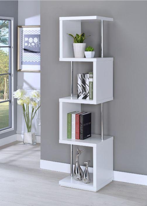 4-shelf Bookcase - White And Chrome-Washburn's Home Furnishings