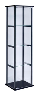 4-shelf Glass Curio Cabinet - Black-Washburn's Home Furnishings