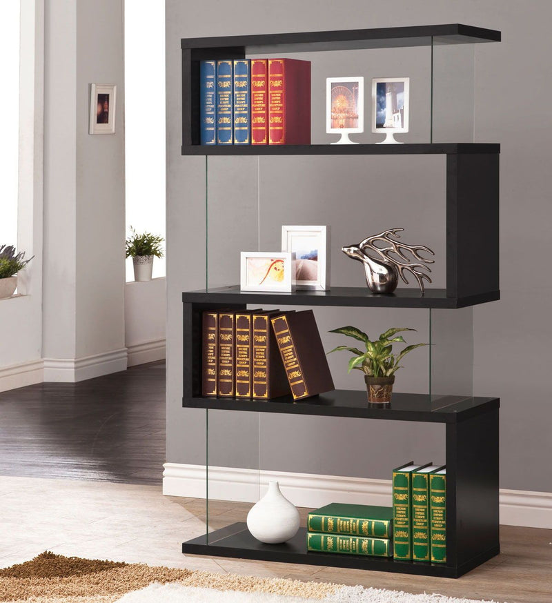 4-tier Bookcase - Black And Clear-Washburn's Home Furnishings