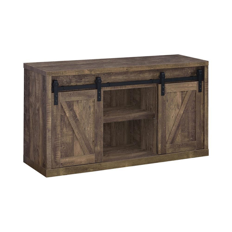 48-inch 3-shelf Sliding Doors Tv Console - Rustic Oak-Washburn's Home Furnishings