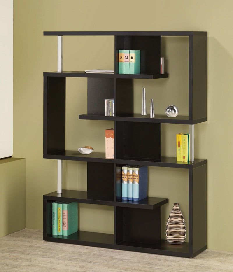 5-tier Bookcase - Black And Chrome-Washburn's Home Furnishings