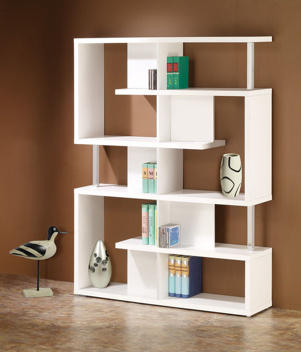 5-tier Bookcase - White And Chrome-Washburn's Home Furnishings