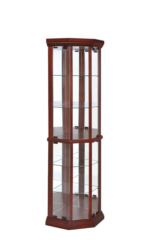 6-shelf Transitional Corner Curio Cabinet - Brown-Washburn's Home Furnishings