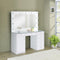 7-drawer Glass Top Vanity Desk With Lighting - White-Washburn's Home Furnishings