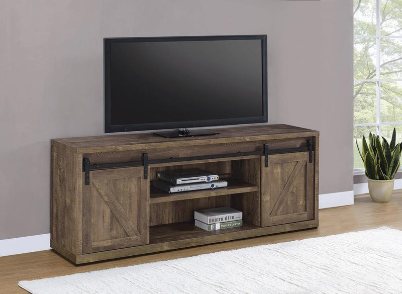 71" Tv Console - Rustic Oak & Black-Washburn's Home Furnishings