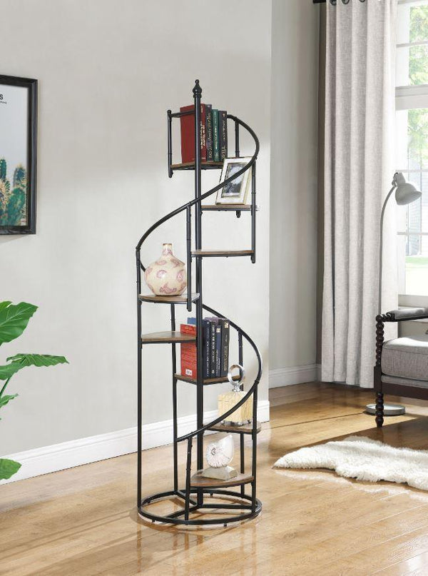 8-shelf Staircase Bookcase - Black-Washburn's Home Furnishings