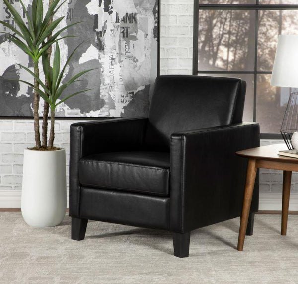 Accent Chair - Black - Faux Leather-Washburn's Home Furnishings