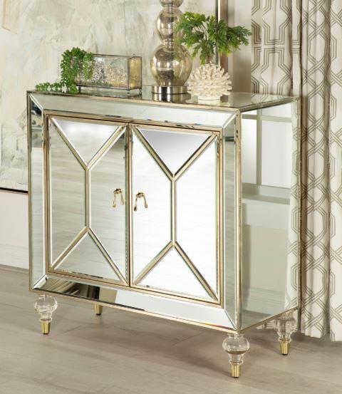 Accent Mirrored Cabinet - White-Washburn's Home Furnishings