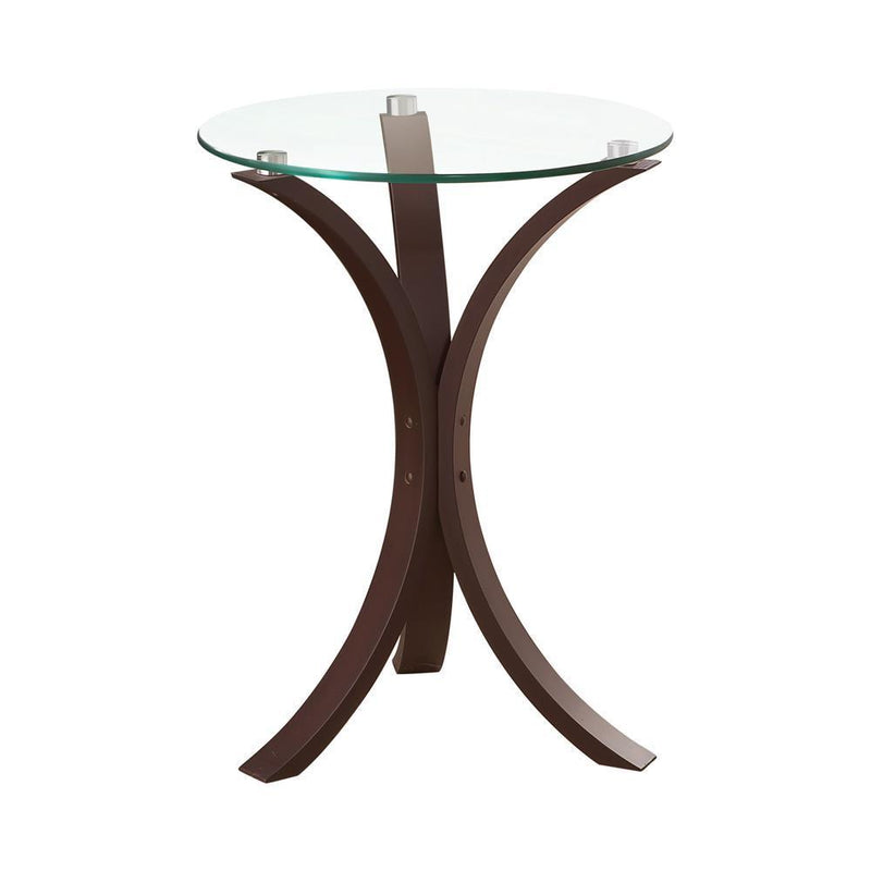 Accent Table Round Glass Top - Cappuccino-Washburn's Home Furnishings