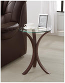 Accent Table Round Glass Top - Cappuccino-Washburn's Home Furnishings