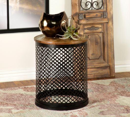 Accent Table With Drum Shape Base - Black-Washburn's Home Furnishings