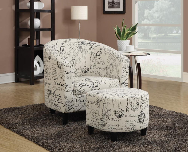 Accents: Chairs - Accent Chair With Ottoman - Off-white-Washburn's Home Furnishings