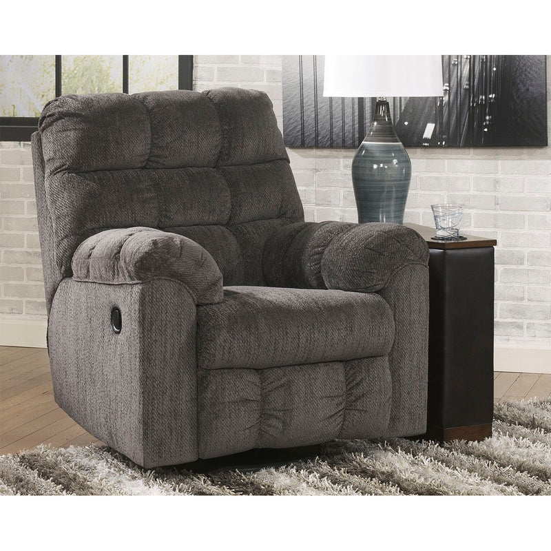 Acieona - Slate - Swivel Rocker Recliner-Washburn's Home Furnishings