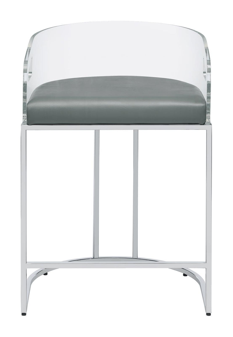 Acrylic Back Counter Height Stools - Grey (set Of 2)-Washburn's Home Furnishings